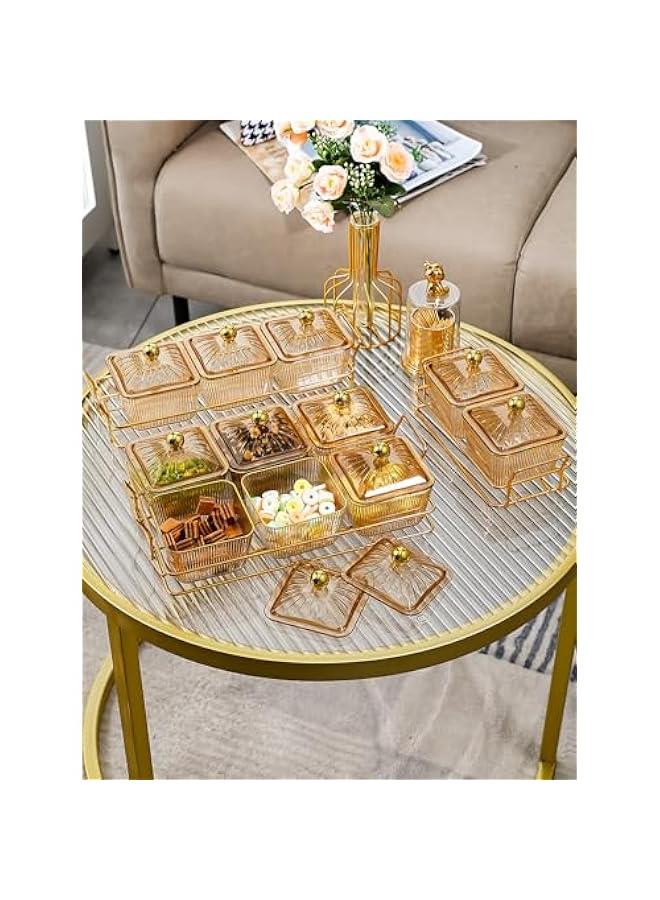 ميكسد 6 قطع من صواني تقديم المكسرات والحلوى من ويكوتي، اوعية تقديم الوجبات الخفيفة المقبلات البلاستيكية مع غطاء ومقبض للفواكه والمكسرات والوجبات الخفيفة والحلوى، ابيض - Image 4