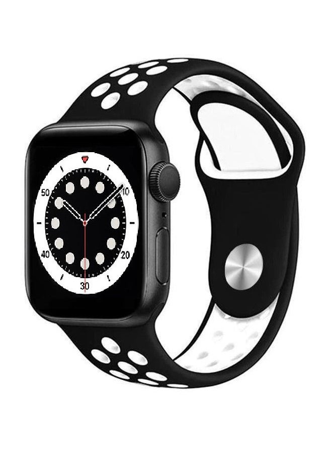 CATANES - Apple Watch 41mm / 40mm / 38mm Replacement Band Silicone Strap Sport Wrist Band Replacement Smart Watch Band Black/White - Image 1