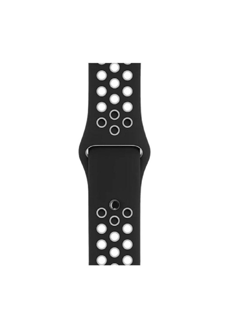 CATANES - Apple Watch 41mm / 40mm / 38mm Replacement Band Silicone Strap Sport Wrist Band Replacement Smart Watch Band Black/White - Image 1
