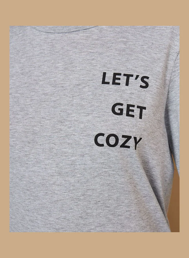 Styli Lets Get Cozy 3/4 Turnback Sleeve T-shirt and Spot Cuff Pyjama Set