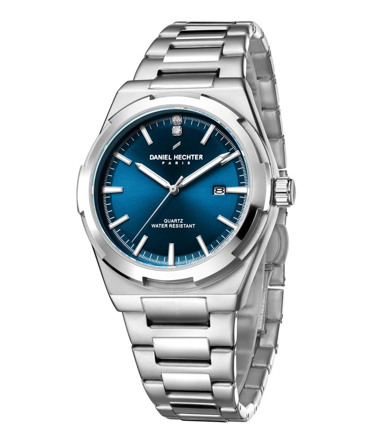 Daniel Hechter Paris Lourmel Collection Classic Watch for Men with Round Dial, Date Display Function, Quartz Movement and Stainless Steel Strap- DHM1022 - Image 1