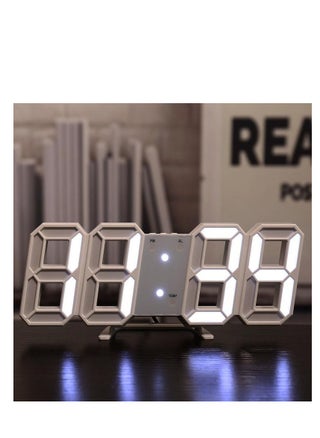 ساعة حائط LED ثلاثية الأبعاد، ساعة منبه رقمية قابلة للتعديل السطوع، ساعة سطح مكتب لعرض التاريخ ودرجة الحرارة، للمنزل والمكتب وغرفة النوم، باللون الأبيض - pzsku/Z49D2EAB8D4153CAC185CZ/45/_/1701676424/d3b2439c-ec7a-4101-bcf8-cfc65620d846
