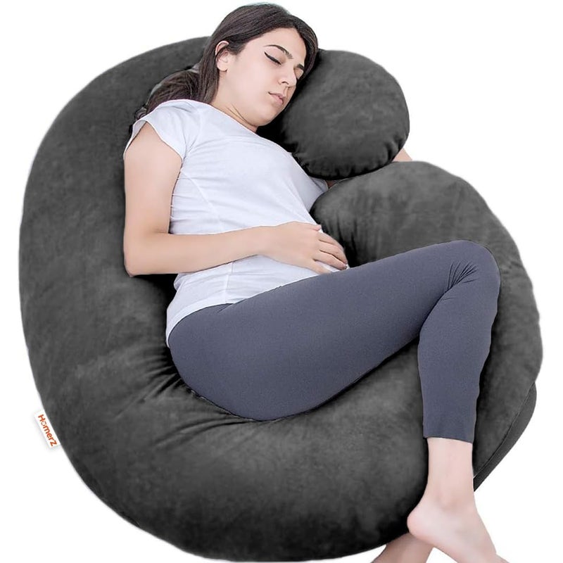 Homerz Homerz Pregnancy Pillows for Sleeping Full Body Pillow and Maternity Support for Back HIPS Legs Belly for Pregnant Women with Removable Washable Velvet Cover Brown C Shape  - Image 1
