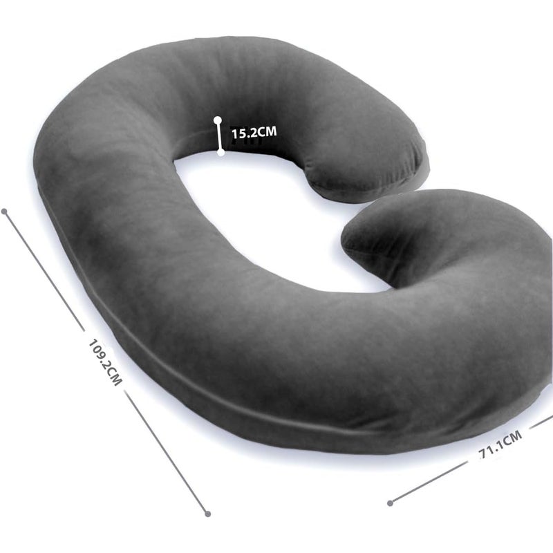 Homerz Homerz Pregnancy Pillows for Sleeping Full Body Pillow and Maternity Support for Back HIPS Legs Belly for Pregnant Women with Removable Washable Velvet Cover Brown C Shape  - Image 2