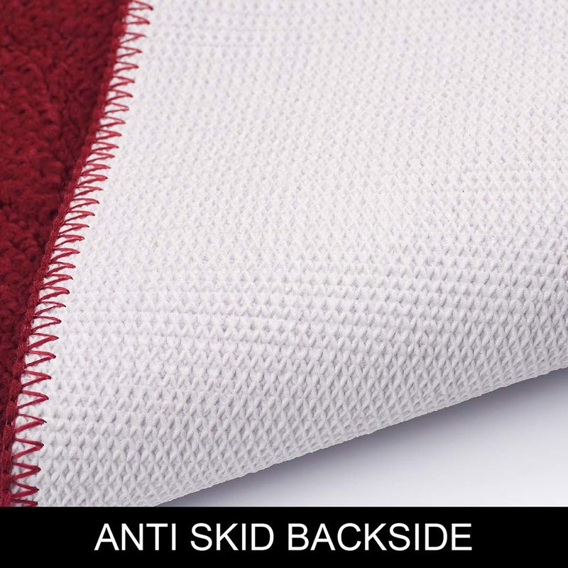 COSY HOMEER COSY HOMEER 48x20 Inch/30X20 Inch Kitchen Rug Mats Made of 100% Polypropylene 2 Pieces Soft Kitchen Mat Specialized in Anti Slippery and Machine Washable red - Image 3