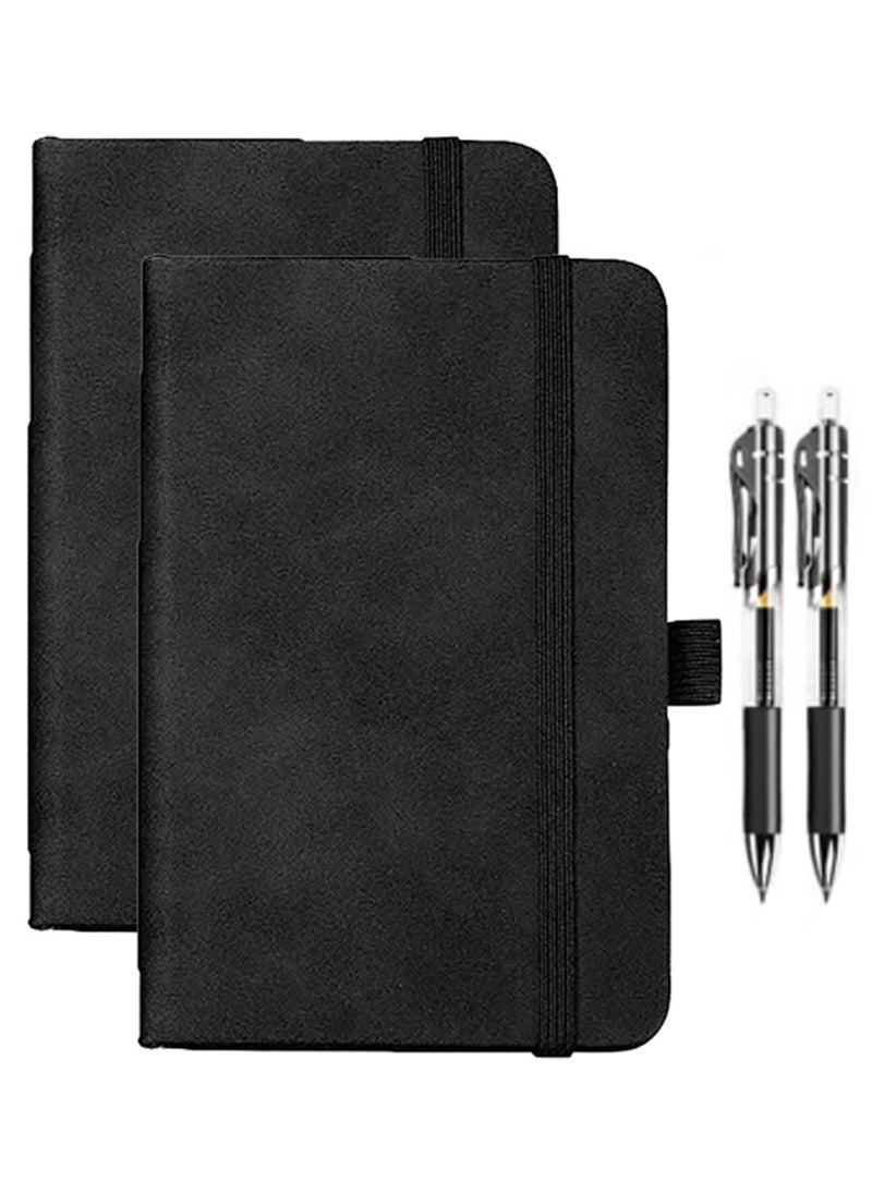 Generic 2 Pack Pocket Notebook, Small Notebook with Pen, Size Journal Hardcover Notebook, Total 400 Pages,14.5cm×9.5cm Pocket Notebook, Black  - Image 1