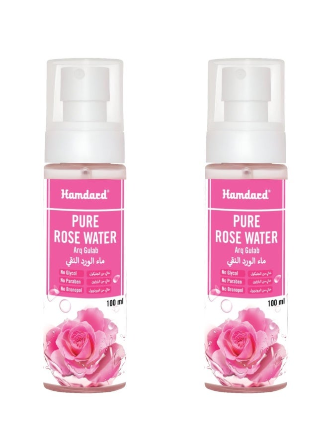 Hamdard Arq Gulab Rose Water Spray 100ml Pack of 2 | Natural Facial Toner & Refreshing Mist, Hydrates & Soothes Skin, Suitable for Daily Skin Care