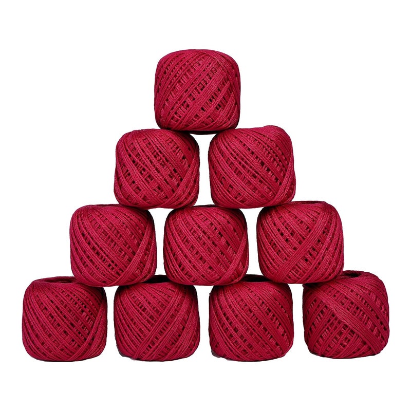 CORIOX ® Crochet Thread Set of 10 Ball Crochet Cotton Thread Yarn for Knitting and Craft Making. Size 20 Gram 55 to 60 mtr Approx (Pink) - Image 1
