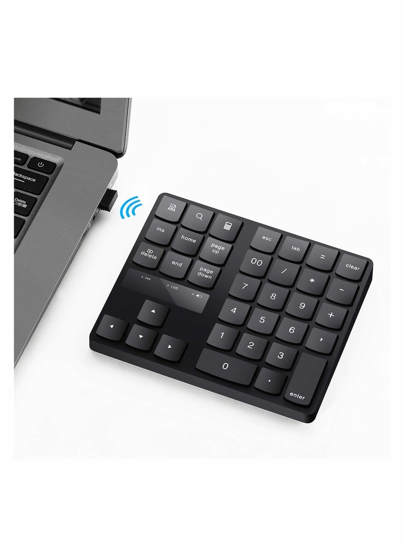 Excefore Numeric Keypad, Ultra-Silent External Numeric Pad,USB Rechargeable Number Pad Keyboard with 35 Keys for Ma cbook,Android, Windows(Black) - Image 1