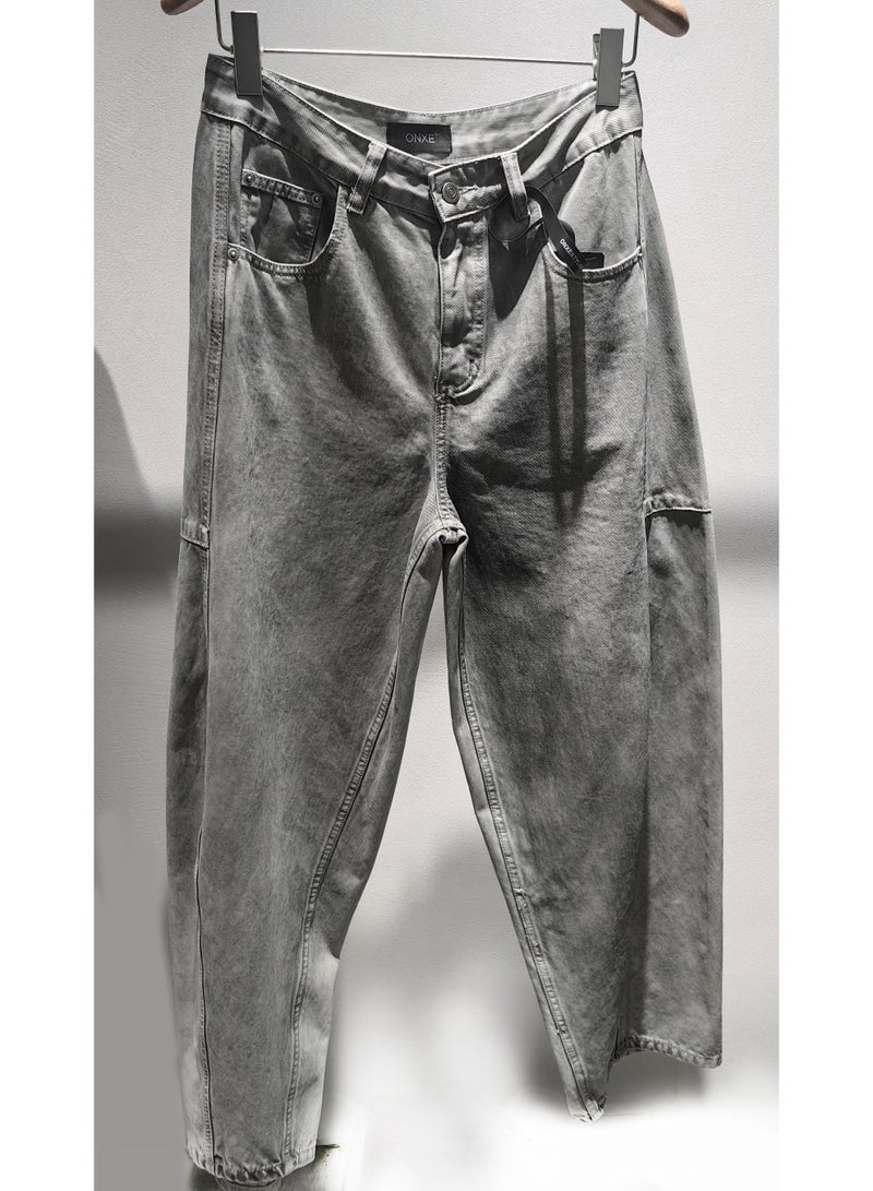 Hub For Less Men’s Ultra-Wide Leg Jeans – Stone & Enzyme Washed with Crafted Details - Image 4