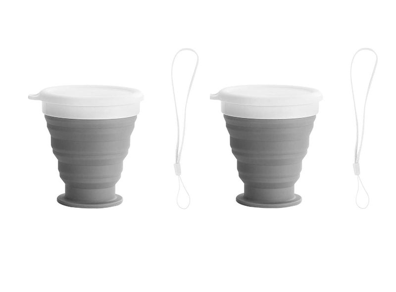 Ramkuwar Collapsible Cup Silicone Travel Water Cup 2 Pack Reusable Food Grade Folding Mug Expandable Retractable Drinking Portable Pocket Size for Outdoor Camping Travel and Hiking Black - Image 1