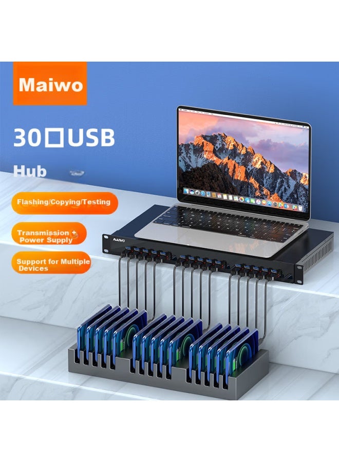 MAIWO مايوا كو2، موزع صناعي بدرجة 30 منفذ، محطة شحن للهواتف المحمولة لنقل البيانات، موزع يو إس بي 3.0، آلة فلاش جماعي، نسخ وتكرار - Image 1