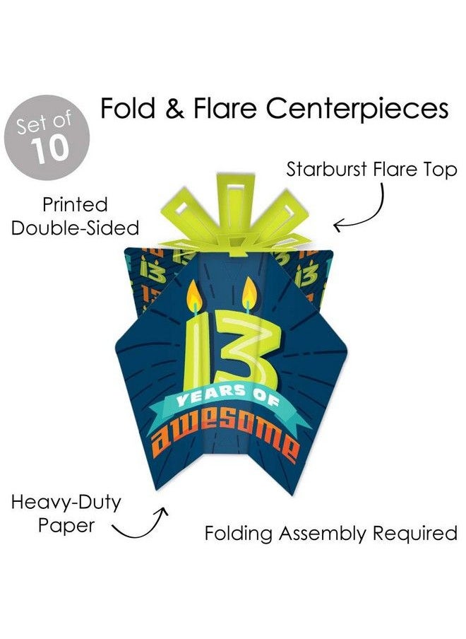 Big Dot of Happiness Boy 13Th Birthday Table Decorations Official Teenager Birthday Party Fold And Flare Centerpieces 10 Count  - Image 4