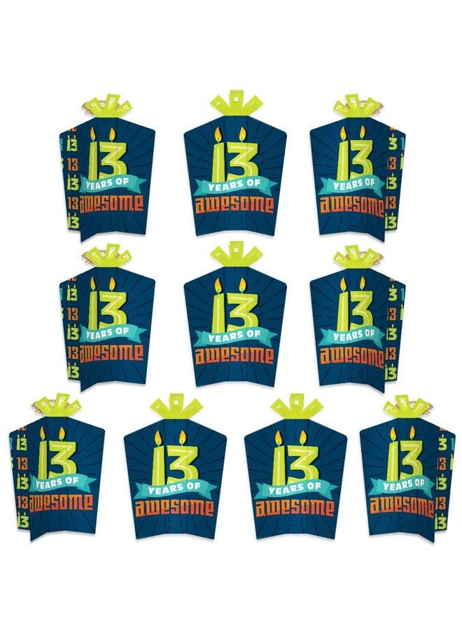Big Dot of Happiness Boy 13Th Birthday Table Decorations Official Teenager Birthday Party Fold And Flare Centerpieces 10 Count  - Image 2