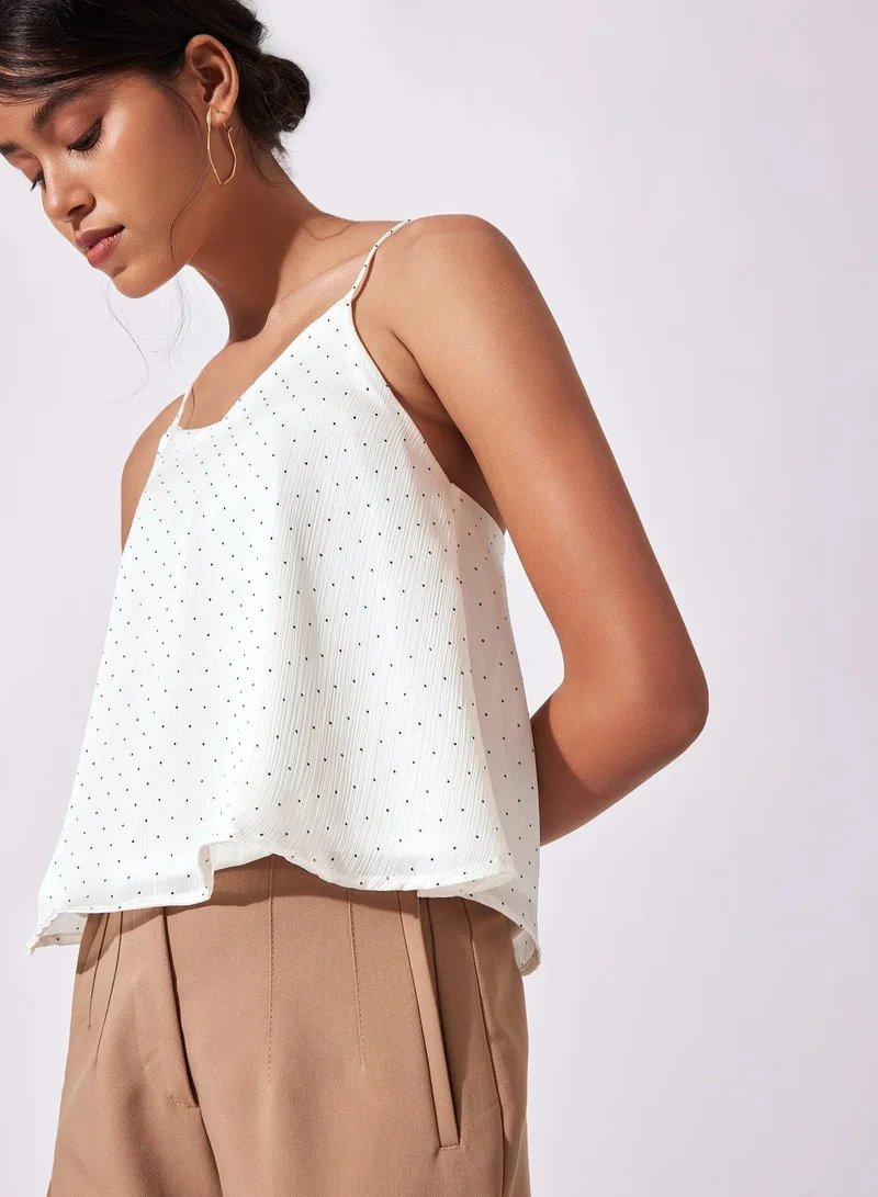 ذا ليبل لايف بلوزة كامي بنقاط بولكا مع رباط متقاطع خلفي