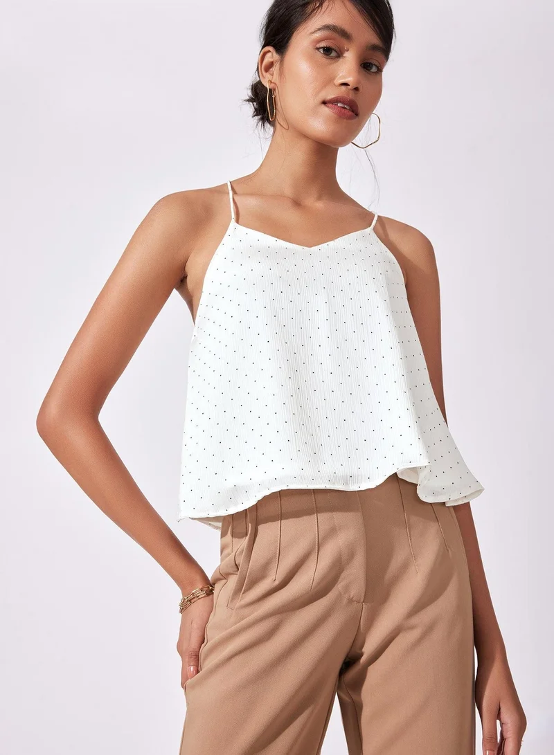 ذا ليبل لايف بلوزة كامي بنقاط بولكا مع رباط متقاطع خلفي