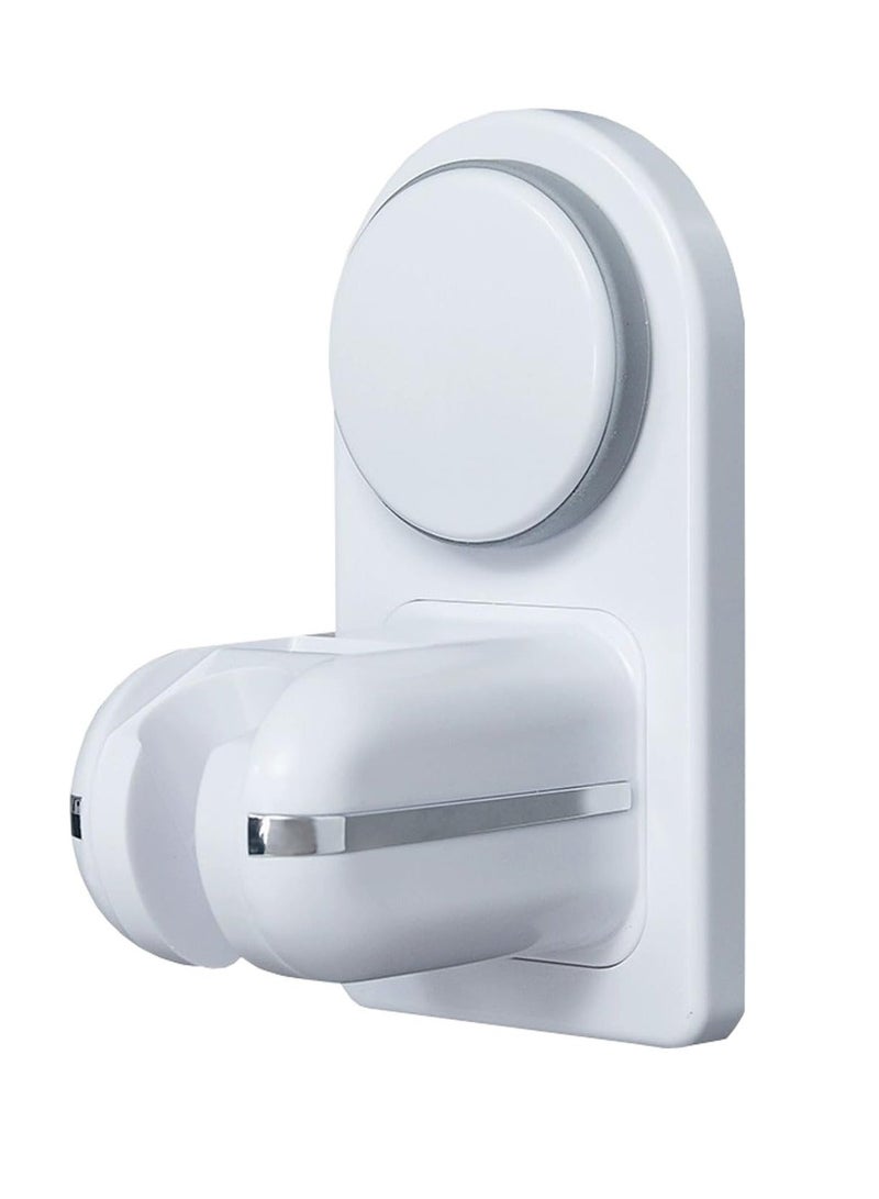 Shower Head Holder, Adjustable Suction Wand Bracket Wall Mount Base, Punch Free, White - Image 1
