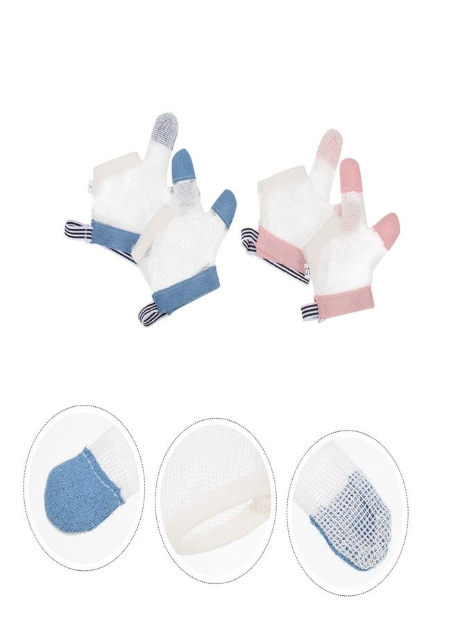 JOINPAYA Thumb Sucking Stop Gloves for Infants 2 Pairs Finger Protective Gloves Breathable Design Suitable for Babies to Prevent Finger Biting and Sucking Random Color - Image 5