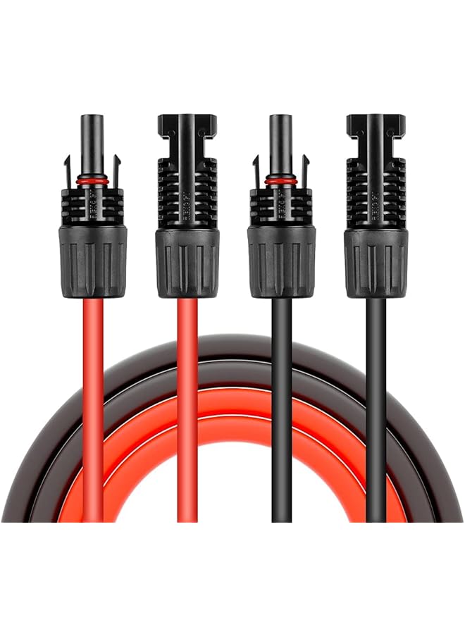 promass Solar Panel Extension Cable, Solar Panel Adapter with Female and Male Waterproof Connector, 10FT 10AWG Extension Cord for Power Generation (Red, Black) - Image 1