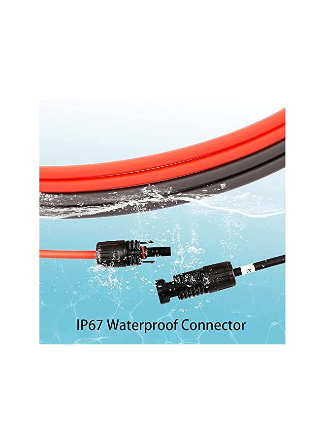 promass Solar Panel Extension Cable, Solar Panel Adapter with Female and Male Waterproof Connector, 10FT 10AWG Extension Cord for Power Generation (Red, Black) - Image 3