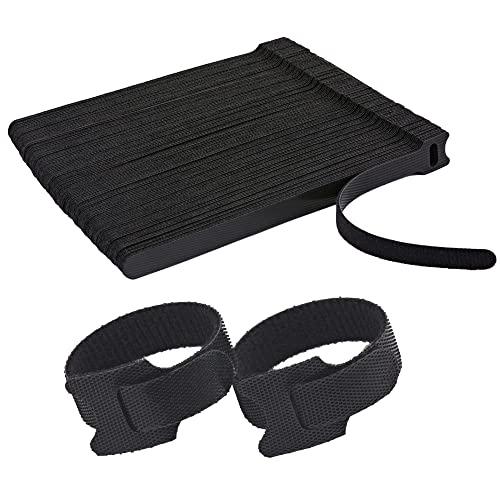 NBTORCH 120 PCS Reusable Cable Ties with Hook and Loop, Multi-purpose Adjustable 8 Inch Cable Management Wire Ties Cable Straps for Organizing Home, Office and Data Centers (Black) - Image 1