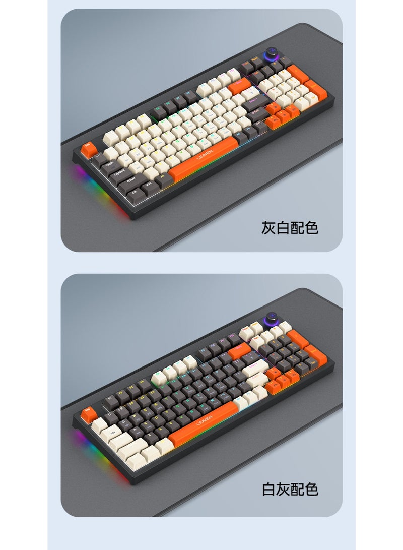 ليفن لوحة مفاتيح ميكانيكية RGB بثلاثة أوضاع، لوحة مفاتيح ألعاب لاسلكية، لوحة مفاتيح بلوتوث قابلة للتبديل السريع بـ 96 مفتاحًا 5.0/2.4G/سلكية مع ساحب أغطية المفاتيح بمفتاح أحمر - Image 3