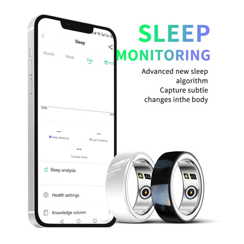 خاتم ذكي، خاتم ذكي بتسجيل وضع متعدد الرياضيات لمتابعة الصحة، خاتم ذكي لمتابعة اللياقة البدنية والنوم ومعدل القلب، خاتم متتبع لللياقة البدنية مقاوم للماء بنسبة IP68 وبطارية طويلة العمر مع حقيبة حمل وبرنامج تطبيقي لأجهزة iOS و Android - Image 5