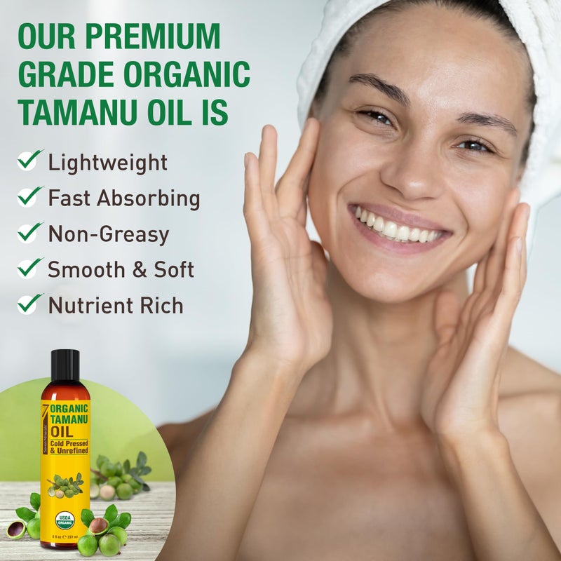 Seven Minerals USDA Organic Tamanu Oil - Big 8oz (240ml) - Cold Pressed & 100% Pure Tamanu Organic for Skin, Face, Hair, & Nails - GMO & Hexane Free Nutrient Dense Carrier Oil that Absorbs Easily - Image 3
