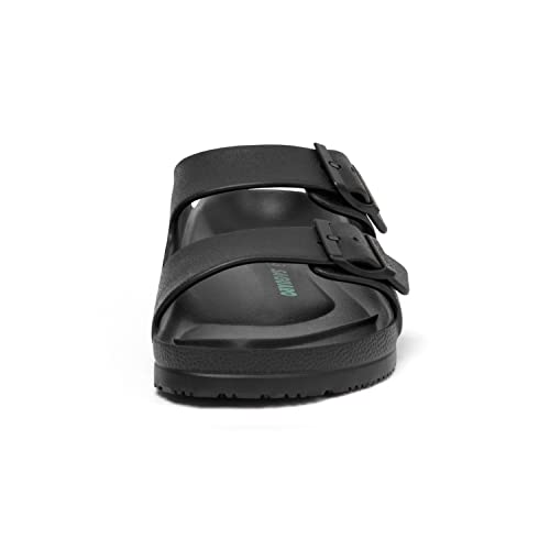 SAGUARO Men's Women's Comfort Double Buckle Sandals Lightweight Adjustable EVA Sandals with Rubble Sole Solid Black 12.5 Women/10.5 Men - Image 5