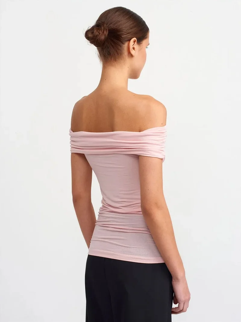 ديلفين Dilvin Off-Shoulder Slim Fit Jersey Blouse