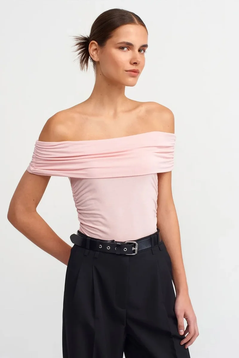 DILVIN Off-Shoulder Slim Fit Jersey Blouse