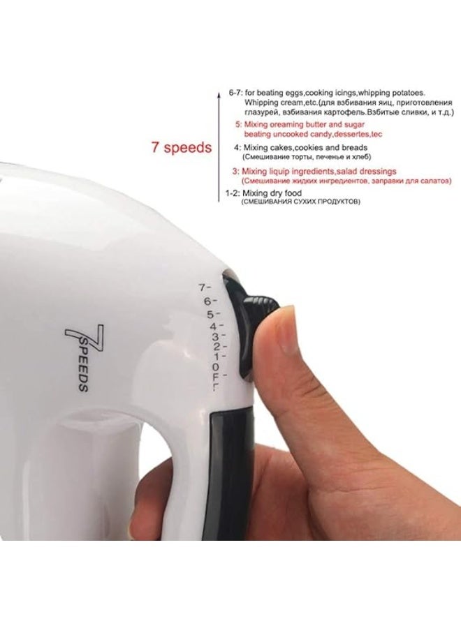 سكارليت خلاط يدوي سكارليت سوبر، خلاط مطبخ كهربائي بـ 7 سرعات مع خطافات عجين، أبيض ووردي، تصميم صغير للخبز - Image 2