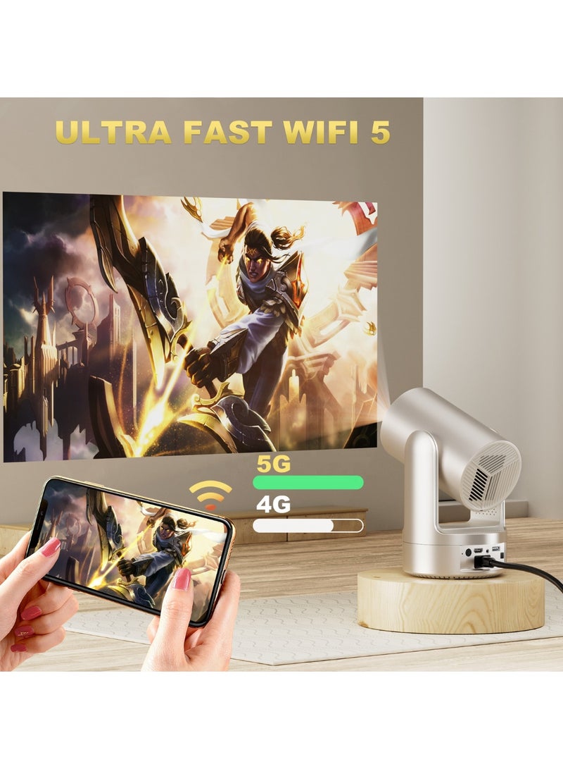 Smartbarry HT25 Projector HD Smart Mini Portable Android 12 System Remote Control Projector Built-in Battery Wireless WiFi 5G Native 1280*720P Support 4K For Home Cinema Bedroom Outdoor Movie Projector for Phone/PC/Tablet/PS - Image 3