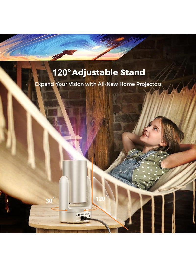 Smartbarry HT25 Projector HD Smart Mini Portable Android 12 System Remote Control Projector Built-in Battery Wireless WiFi 5G Native 1280*720P Support 4K For Home Cinema Bedroom Outdoor Movie Projector for Phone/PC/Tablet/PS - Image 4