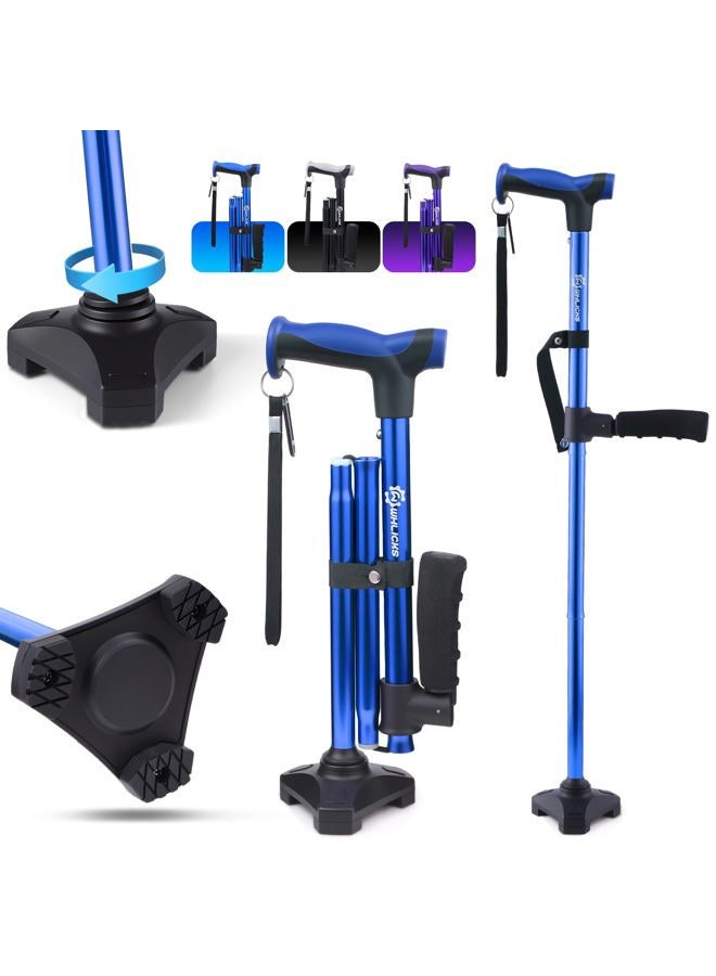WHLICKS Adjustable Walking Cane for Women & Men for Stability, Self Standing Cane with Second Handle for Standing, 350lbs Heavy Duty Foldable Collapsible Folding Cane, Walking Sticks for Seniors & Adult - Image 1