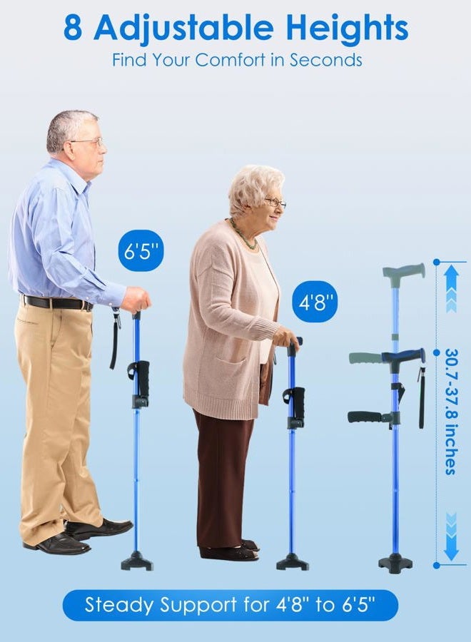 WHLICKS Adjustable Walking Cane for Women & Men for Stability, Self Standing Cane with Second Handle for Standing, 350lbs Heavy Duty Foldable Collapsible Folding Cane, Walking Sticks for Seniors & Adult - Image 5