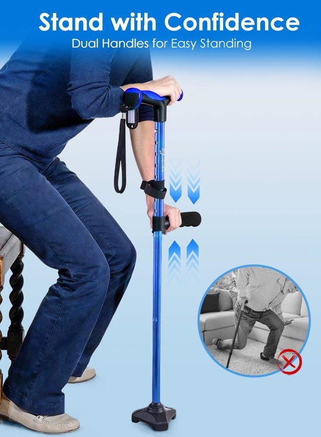 WHLICKS Adjustable Walking Cane for Women & Men for Stability, Self Standing Cane with Second Handle for Standing, 350lbs Heavy Duty Foldable Collapsible Folding Cane, Walking Sticks for Seniors & Adult - Image 3
