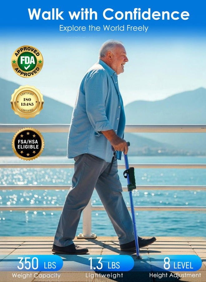 WHLICKS Adjustable Walking Cane for Women & Men for Stability, Self Standing Cane with Second Handle for Standing, 350lbs Heavy Duty Foldable Collapsible Folding Cane, Walking Sticks for Seniors & Adult - Image 2
