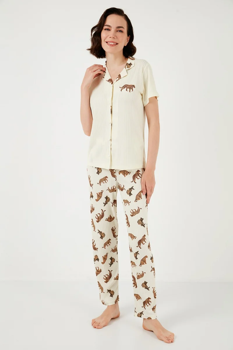 Lela Regular Fit Shirt Collar Short Sleeve Pajama Set Women's Pajama Set 65740102