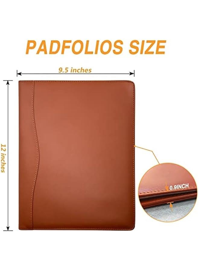 Arabest Red Brown Leather Portfolio Business Organizer Document Planner Storage Legal Pad Holder Phone Men Women.  - Image 2