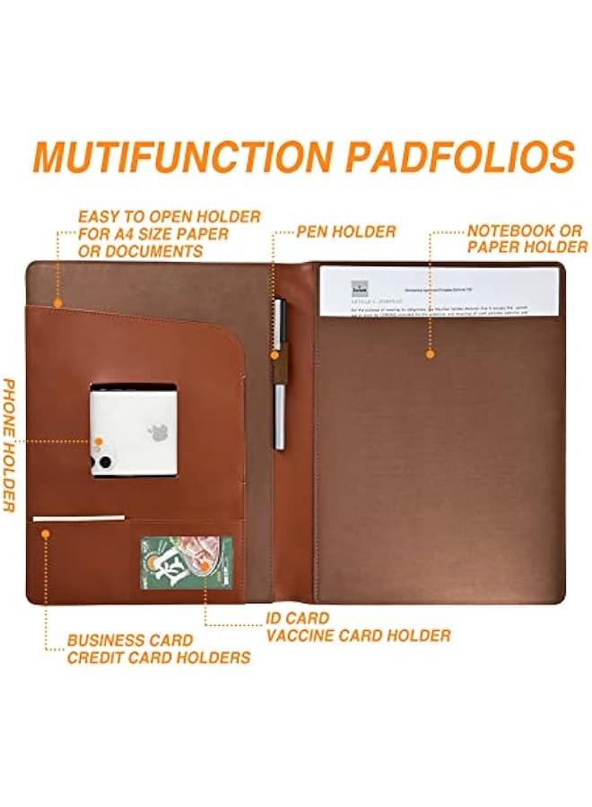 Arabest Red Brown Leather Portfolio Business Organizer Document Planner Storage Legal Pad Holder Phone Men Women.  - Image 3