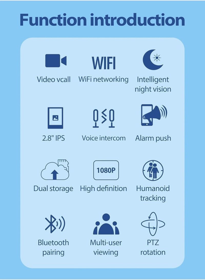 UV Enterprises Two Way Video Wifi Camera 1080P Calling Hd One-Click Infrared Night Vision Baby Monitoring Camera, Cctv Ip Smart Auto Tracking Monitor, Motion Detecti Smart WiFi Video Calling Camera with Screen Indoor Security Camera - Image 2