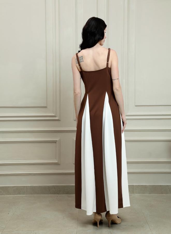 Athena Color Block Strappy A-Line Maxi Dress - Image 3