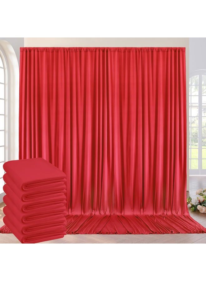 NSSONBEN ستارة خلفية حمراء خالية من التجاعيد 30 قدم × 8 قدم للحفلات، 6 لوحات 5 × 8 قدم من بوليستر سميك وناعم للصور، ستائر للحفلات ذات الطابع الخاص، حفلات الزفاف، تصوير المناسبات - Image 1