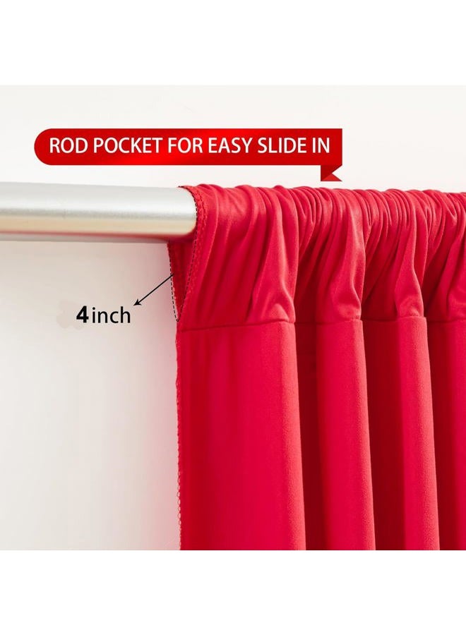 NSSONBEN ستارة خلفية حمراء خالية من التجاعيد 30 قدم × 8 قدم للحفلات، 6 لوحات 5 × 8 قدم من بوليستر سميك وناعم للصور، ستائر للحفلات ذات الطابع الخاص، حفلات الزفاف، تصوير المناسبات - Image 4