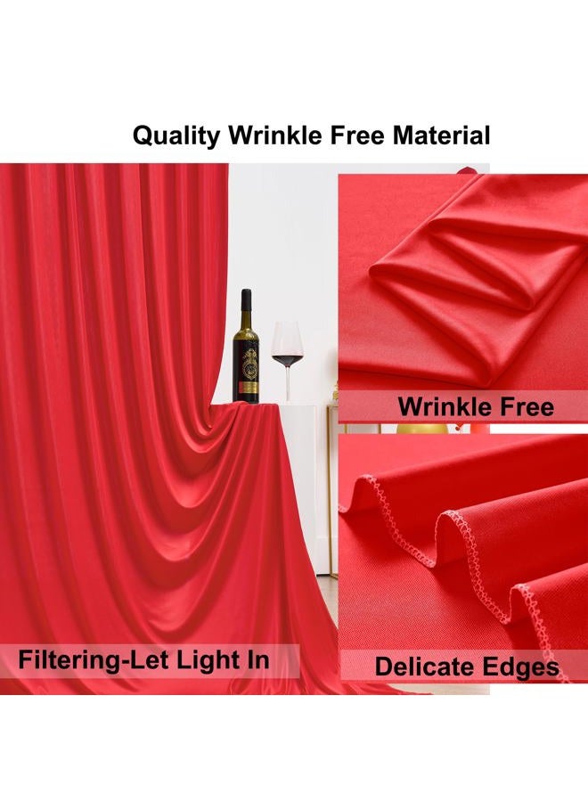 NSSONBEN ستارة خلفية حمراء خالية من التجاعيد 30 قدم × 8 قدم للحفلات، 6 لوحات 5 × 8 قدم من بوليستر سميك وناعم للصور، ستائر للحفلات ذات الطابع الخاص، حفلات الزفاف، تصوير المناسبات - Image 3