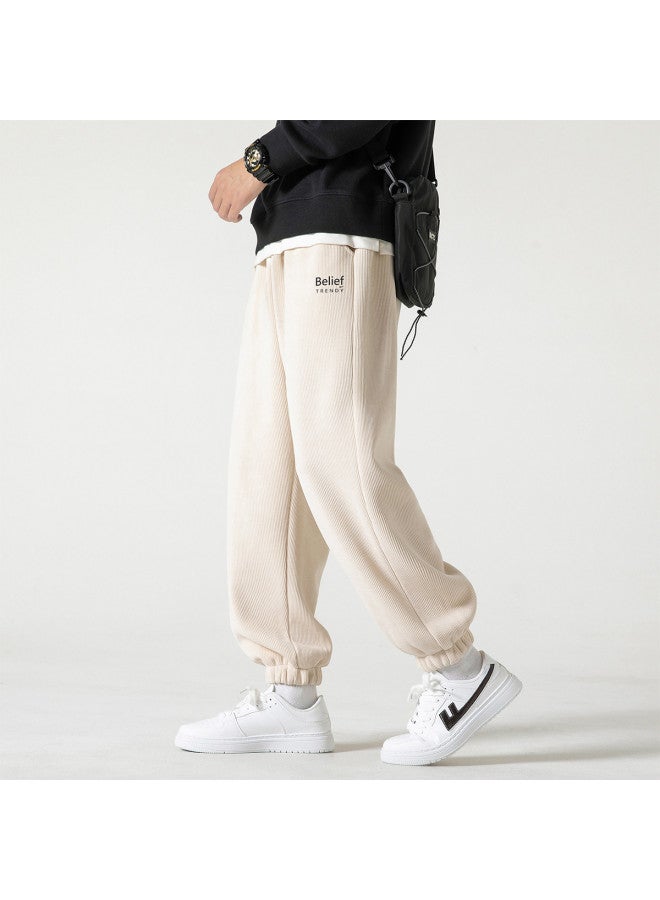 Warrior Fleece Lined Optional】men's Corduroy Pants, Loose Fit Sports Joggers With Cuffed Ankles, Casual Sweatpants - Image 4