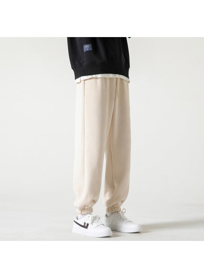 Warrior Fleece Lined Optional】men's Corduroy Pants, Loose Fit Sports Joggers With Cuffed Ankles, Casual Sweatpants - Image 5