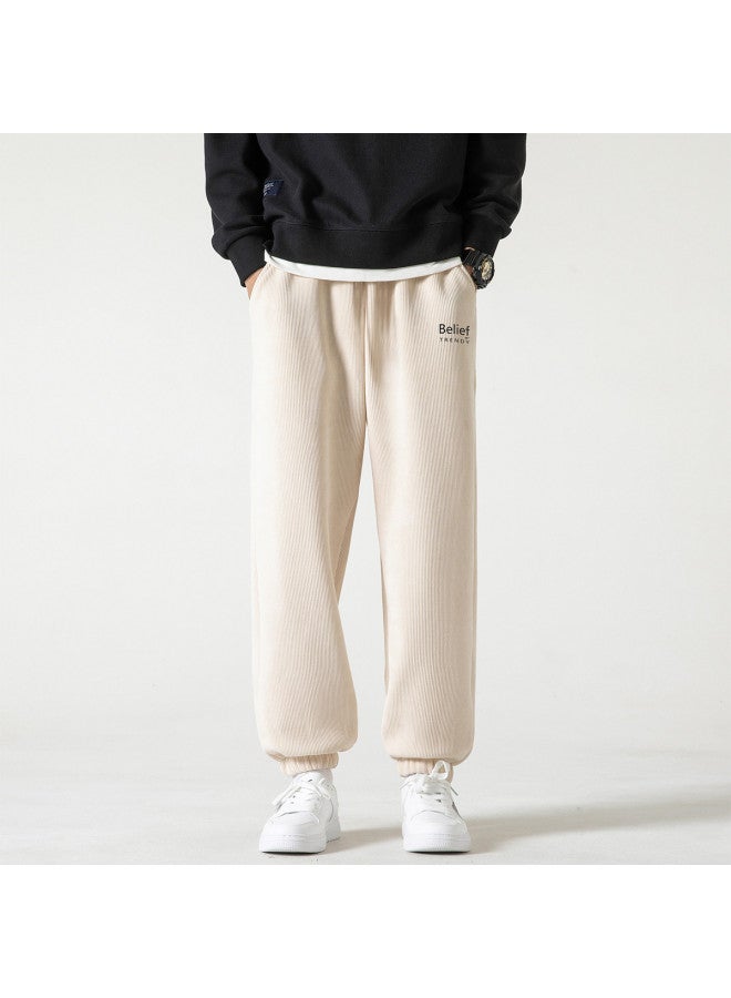 Warrior Fleece Lined Optional】men's Corduroy Pants, Loose Fit Sports Joggers With Cuffed Ankles, Casual Sweatpants - Image 3