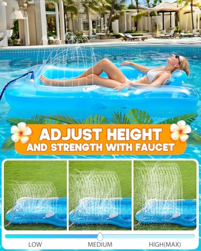 Snowalva Inflatable Tanning Pool Lounger Float 80 x 66Pool Floats Adult with Automatic Spray Cooling 5 in 1 Suntan Tub Raft Floatie Sunbathing Bed Lounge for Pool Party Yard Tanning Summer Gift - Image 5